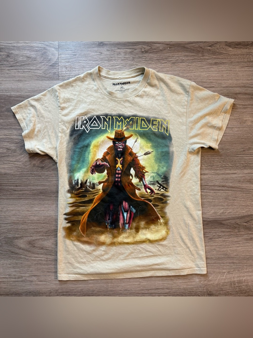 Iron Maiden The Future Past 2024 World Tour Graphic Band T-Shirt Medium Beige